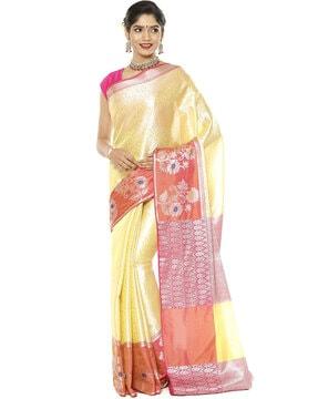 banarasi silk works  saree with floral border