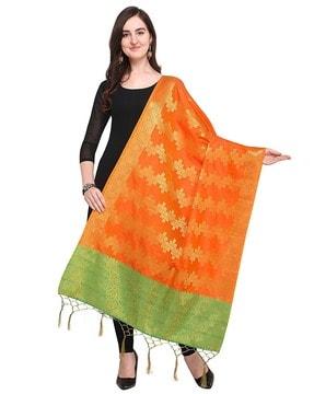 banarasi silk zari woven dupatta with tassels