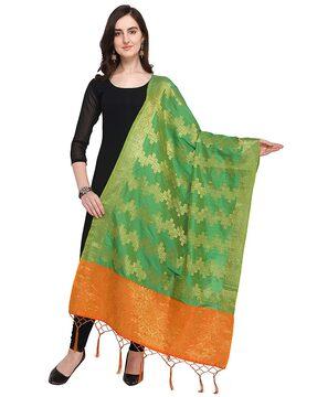 banarasi silk zari woven dupatta with tassels