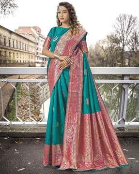 banarasi soft silk saree with woven border