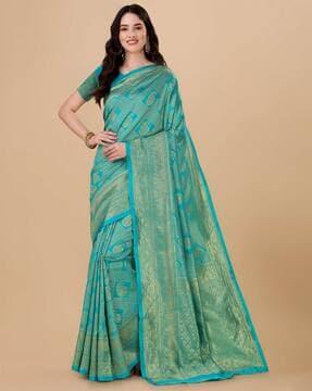 banarasi soft silk saree with woven motifs