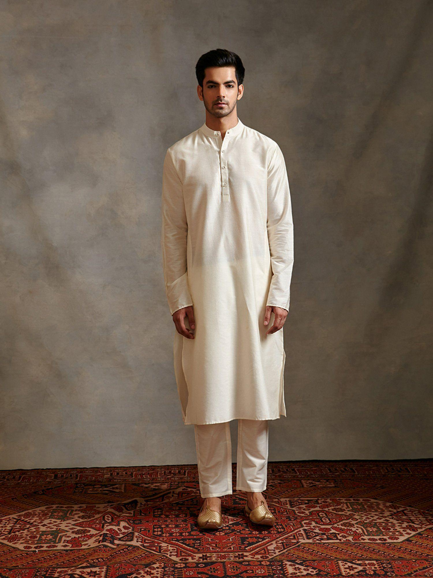 banarasi straight kurta ivory