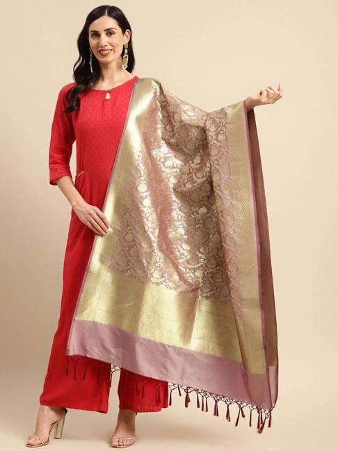 banarasi style dusty pink woven pattern dupatta