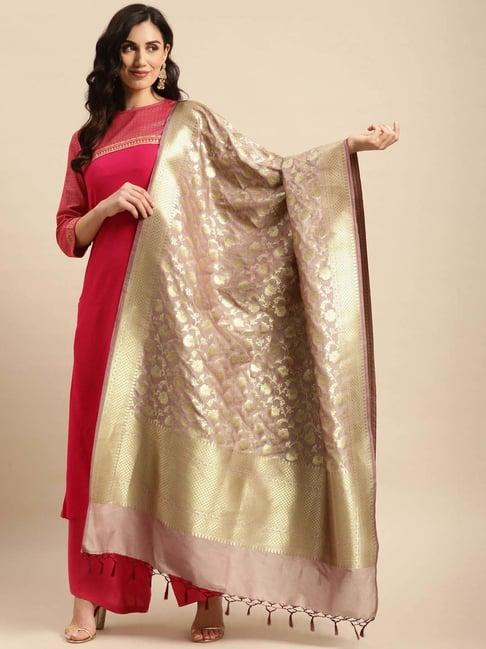 banarasi style dusty pink woven pattern dupatta