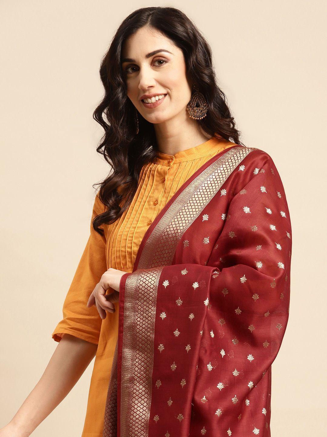 banarasi style ethnic motifs woven design dupatta with zari