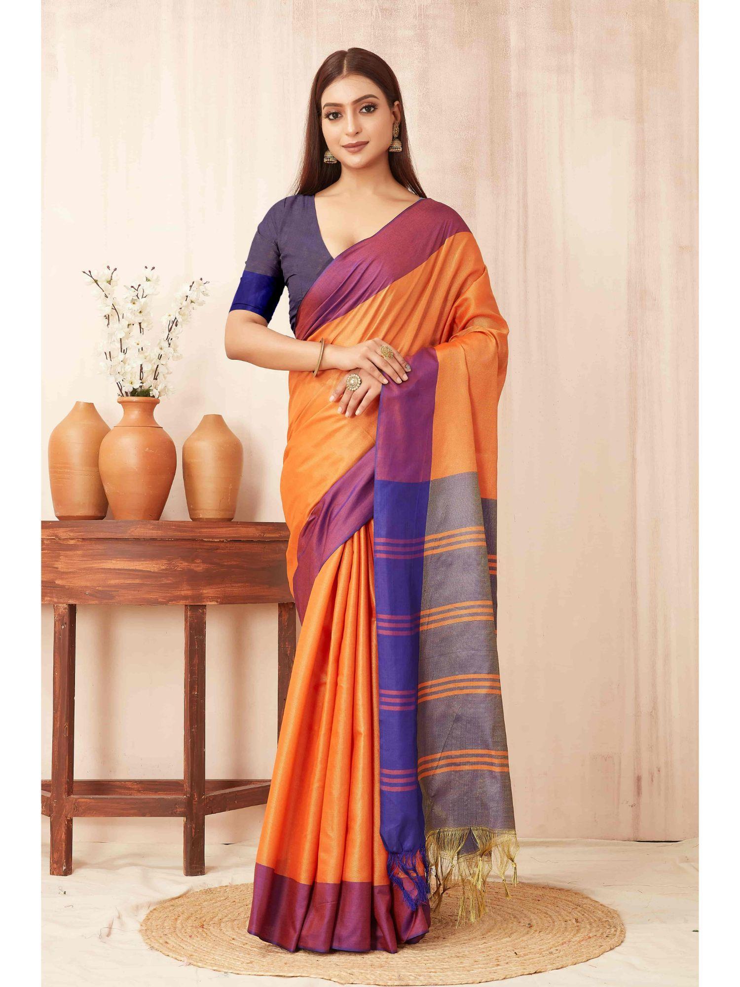 banarasi tissue silk saree with unstitched blouse with tassels