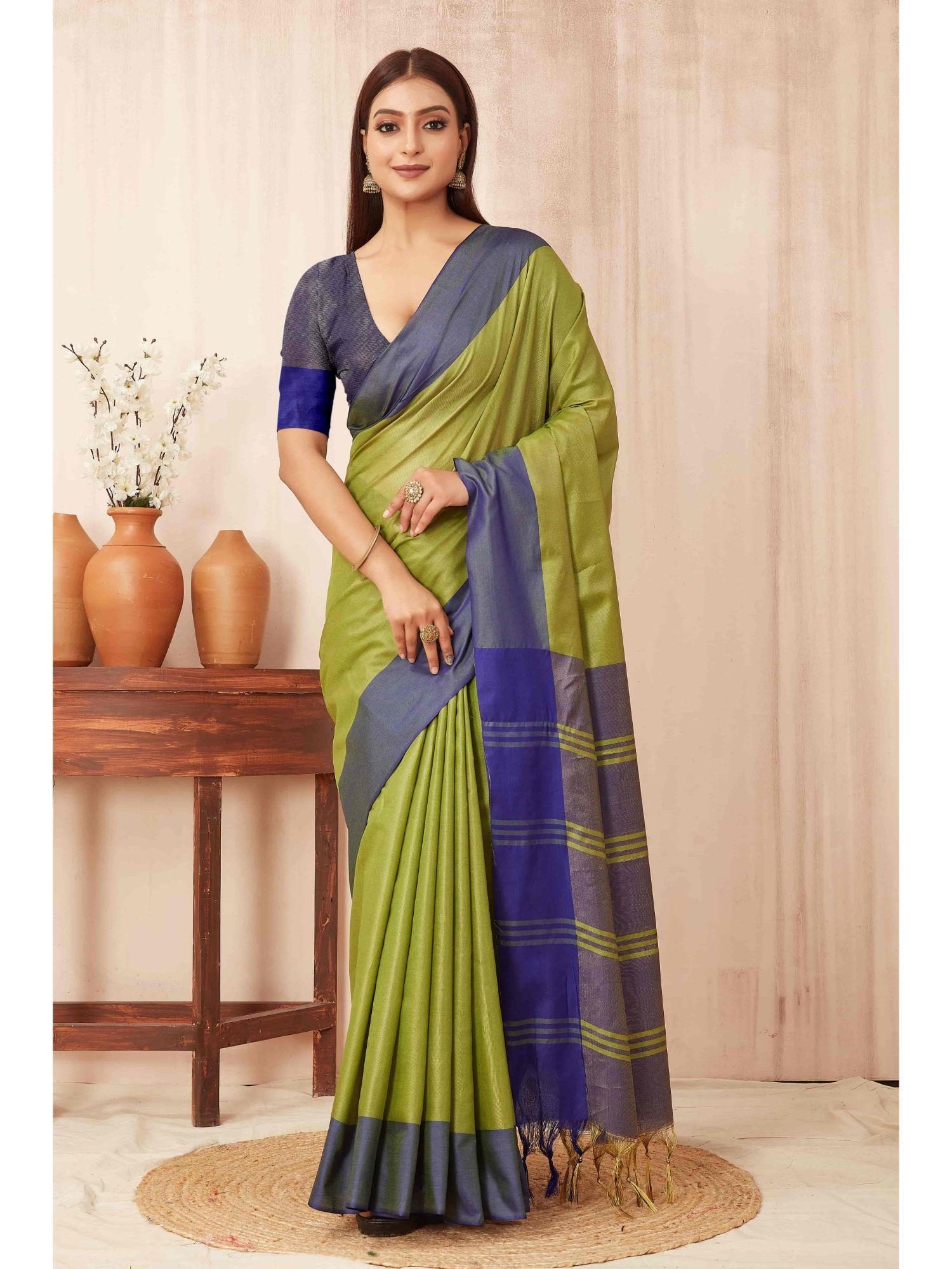 banarasi tissue silk saree with unstitched blouse with tassels