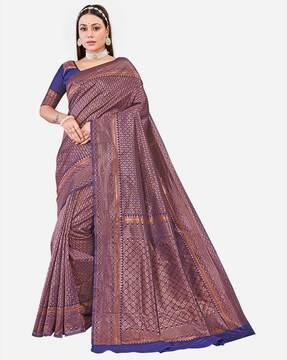 banarasi woven saree with contrast border