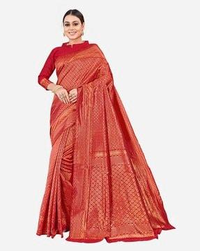 banarasi woven saree with contrast border