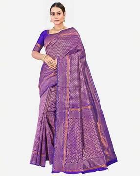 banarasi woven saree with contrast border