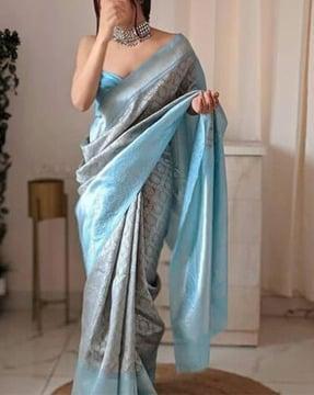 banarasi woven saree with contrast border