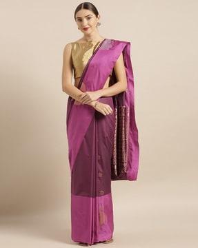 banarasi woven saree with contrast border