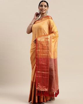 banarasi woven saree with contrast border