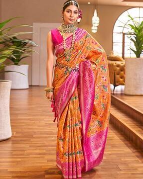 banarasi woven saree with contrast border