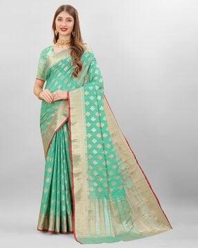 banarasi woven saree with contrast border