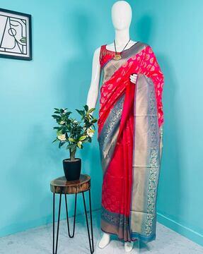 banarasi woven saree with contrast border