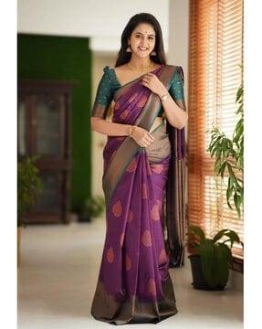 banarasi woven saree with contrast border