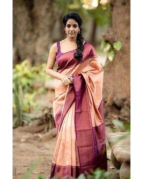 banarasi woven saree with contrast border