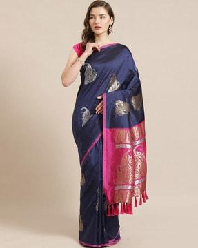 banarasi woven saree with tassels