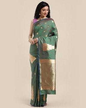 banarasi woven saree with zari accent