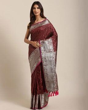 banarasi woven saree with zari accent