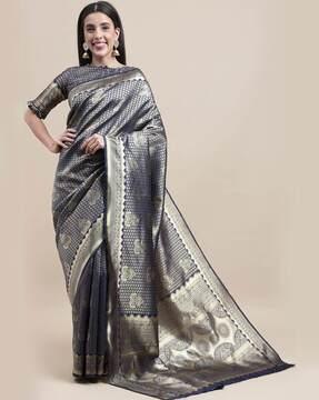 banarasi zari woven saree with blouse piece