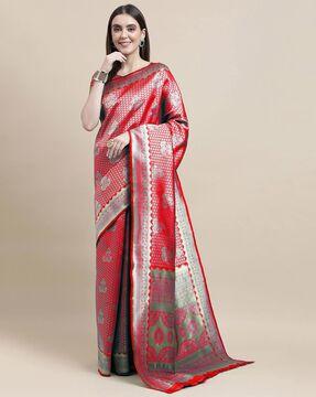 banarasi zari woven saree with blouse piece