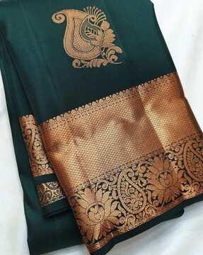 banarsi woven saree with contrast border