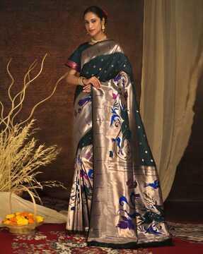 banarsi woven saree with contrast border