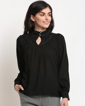 band collar top with keyhole