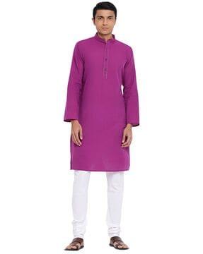 band-collar full-sleeve shirt kurta