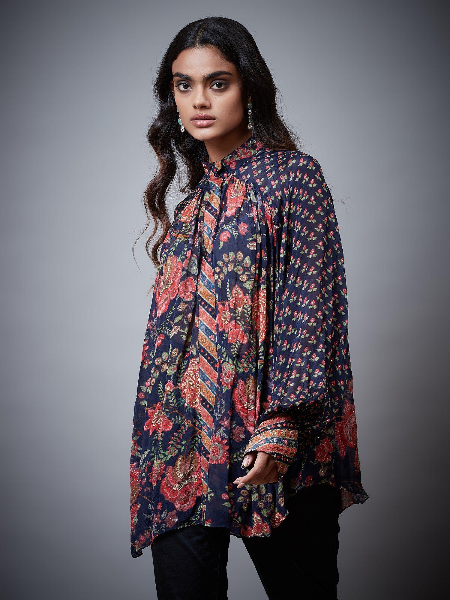 band collar full sleeves kurti