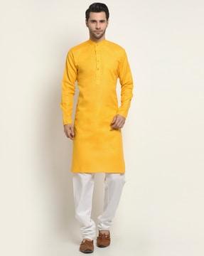 band collar long kurta