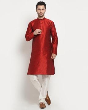 band collar long kurta