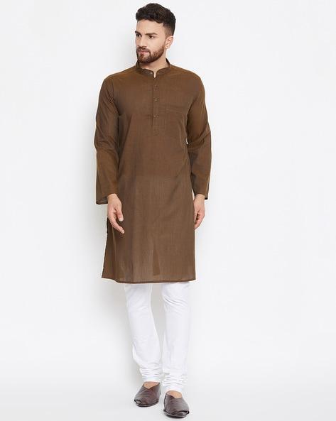 band collar long kurta