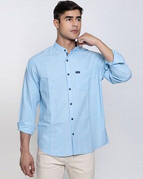 band-collar shirt with full sleeves