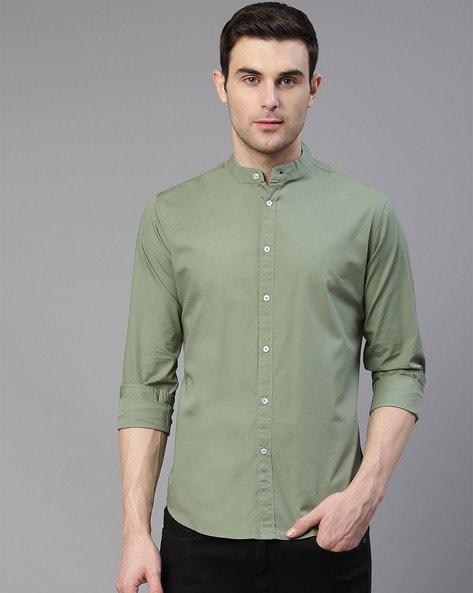 band collar slim fit shirt