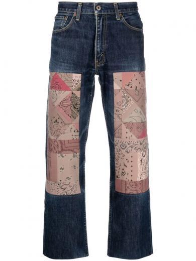 bandana print denim jeans