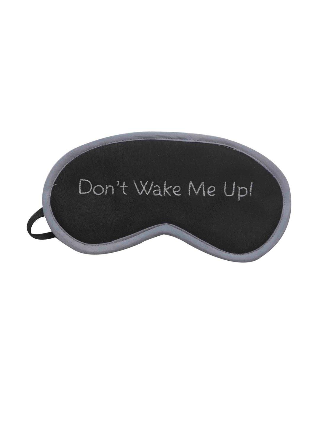 bandbox black & grey don't wake me up hand embroidered eye mask