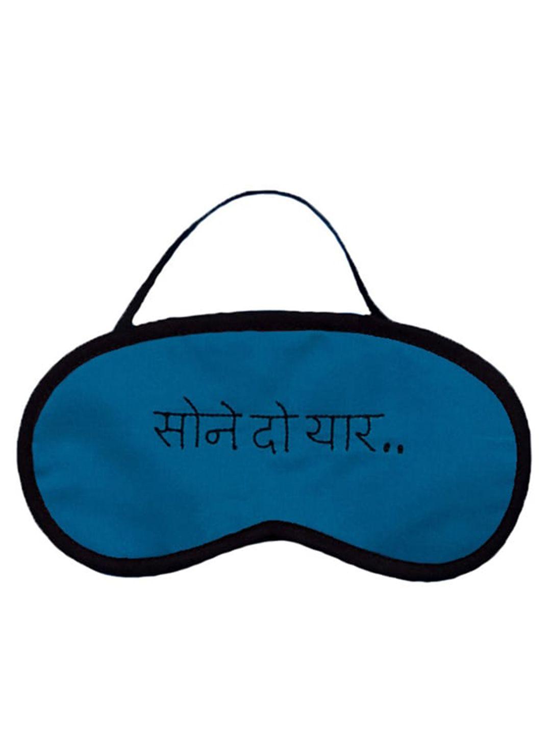 bandbox blue & black embroidered eye mask