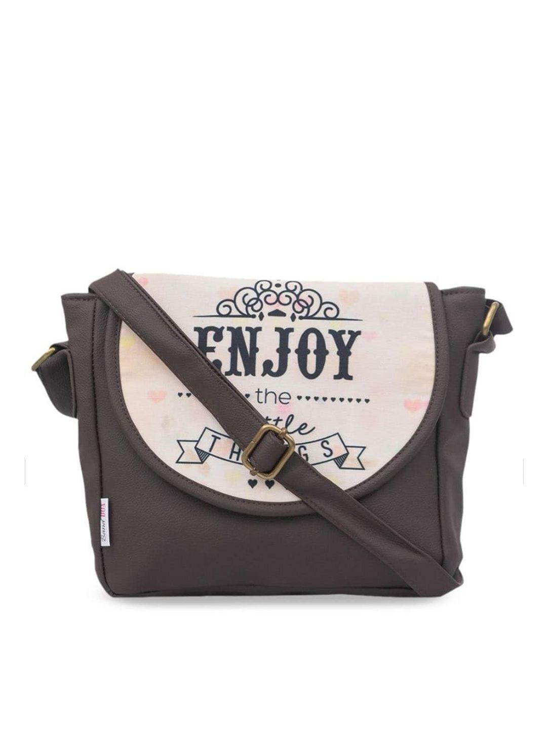 bandbox brown printed pu structured sling bag