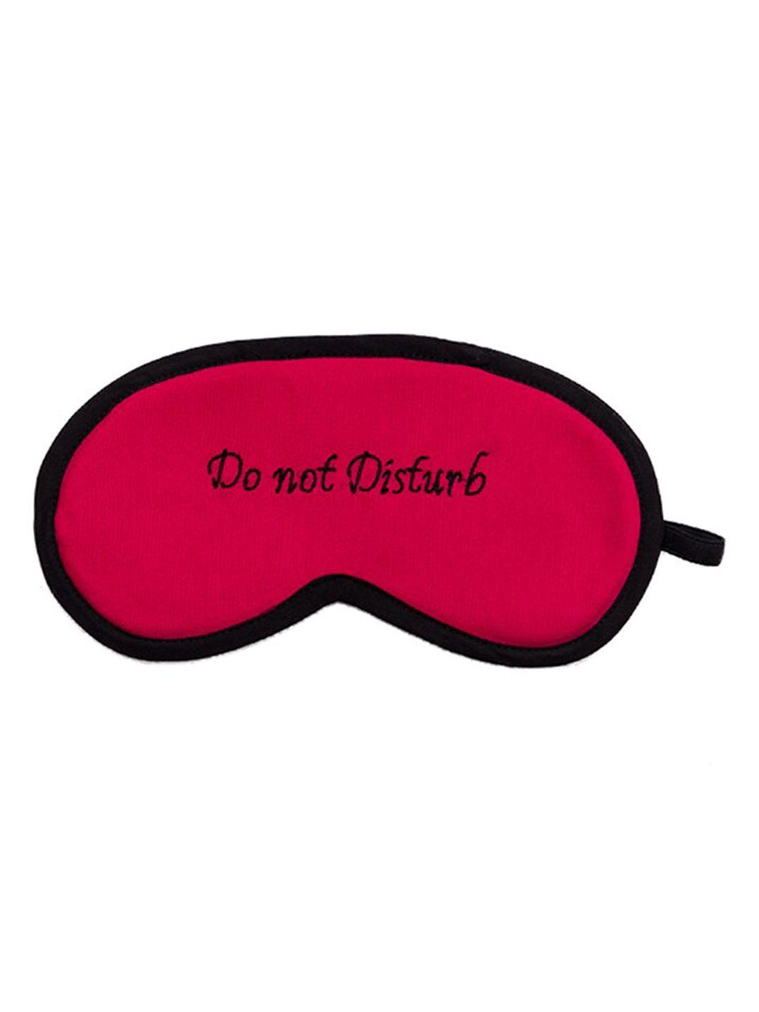 bandbox unisex pink & black do not disturb embroidered cotton eye mask