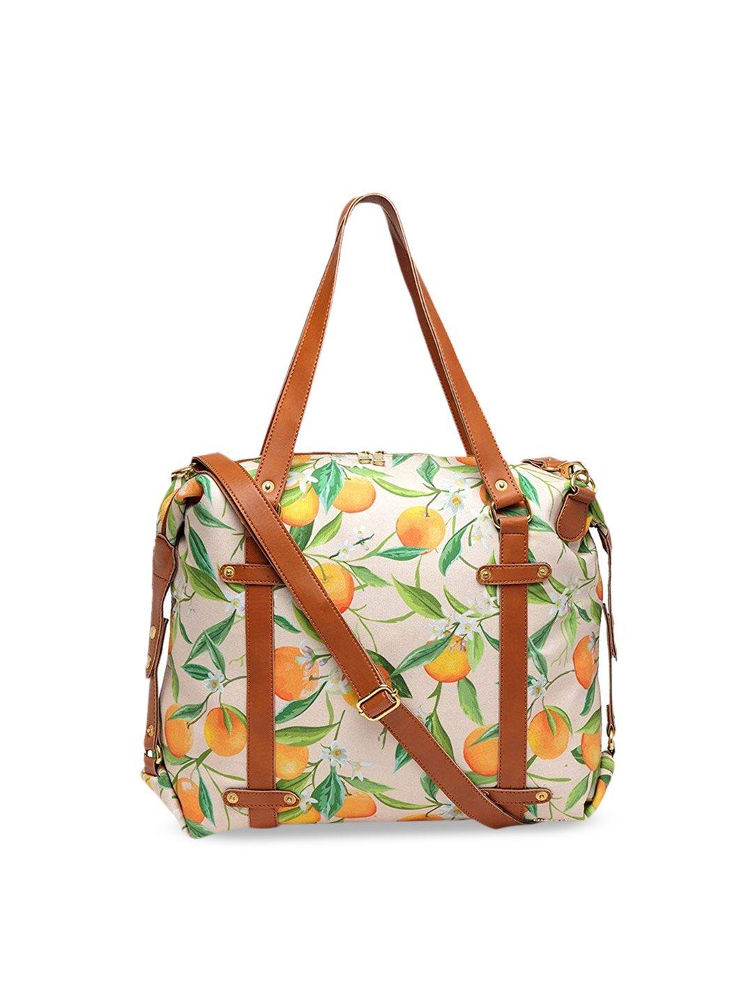 bandbox yellow & cream-coloured printed hobo bag