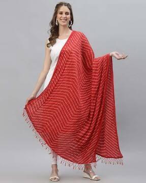 bandhan print dupatta with tassels