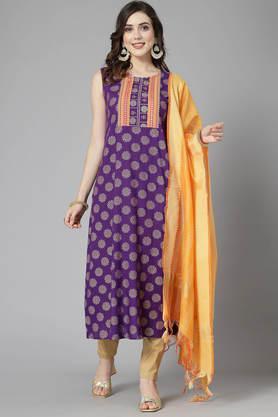 bandhani rayon women's kurta set - violet