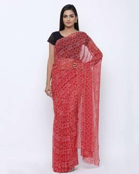 bandhani geometric printed saree