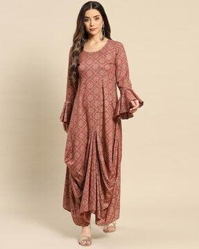 bandhani print a-line dress