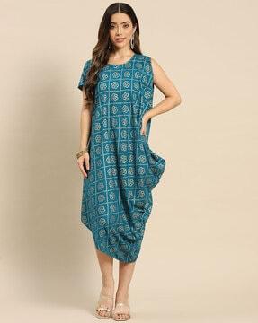 bandhani print a-line dress