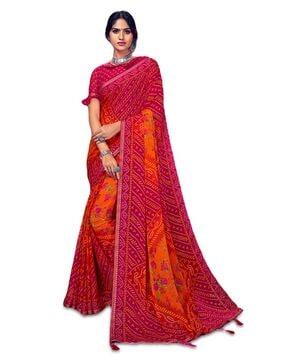 bandhani print chiffon saree