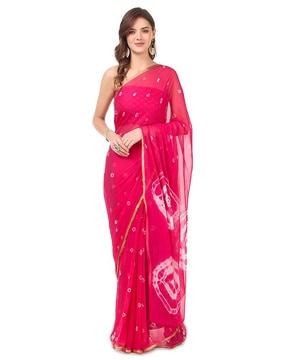 bandhani print chiffon saree